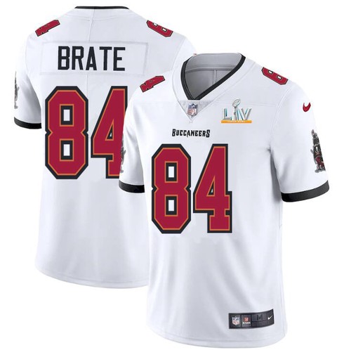 Men's Tampa Bay Buccaneers #84 Cameron Brate White NFL 2021 Super Bowl LV Limited Stitched Jersey Men's Tampa Bay Buccaneers #84 Cameron Brate White NFL 2021 Super Bowl LV Limited Stitched Jersey